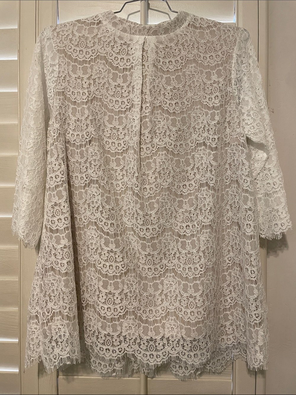 Suzanne Betro Cream and White Lace Overlay Blouse